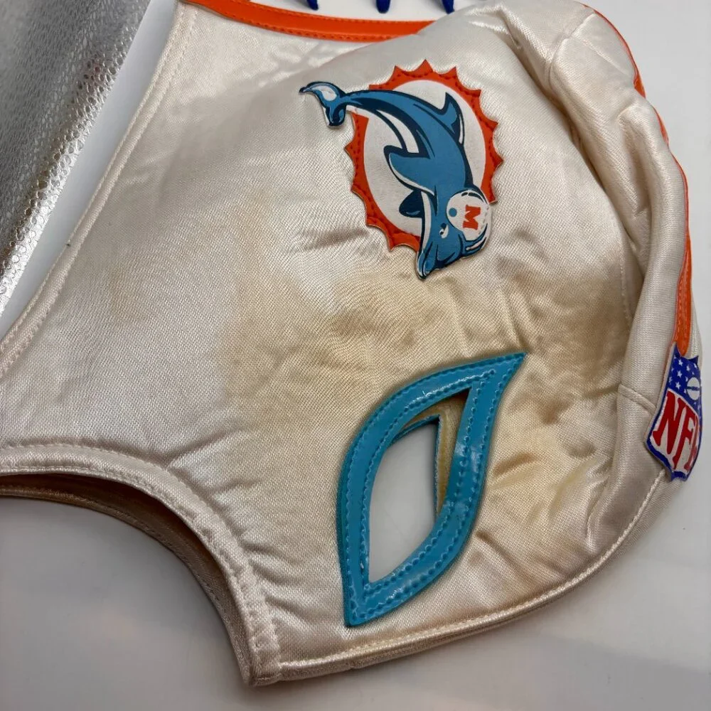 NFL Miami Dolphins Logo Football Team Wrestling Mask with Flaws